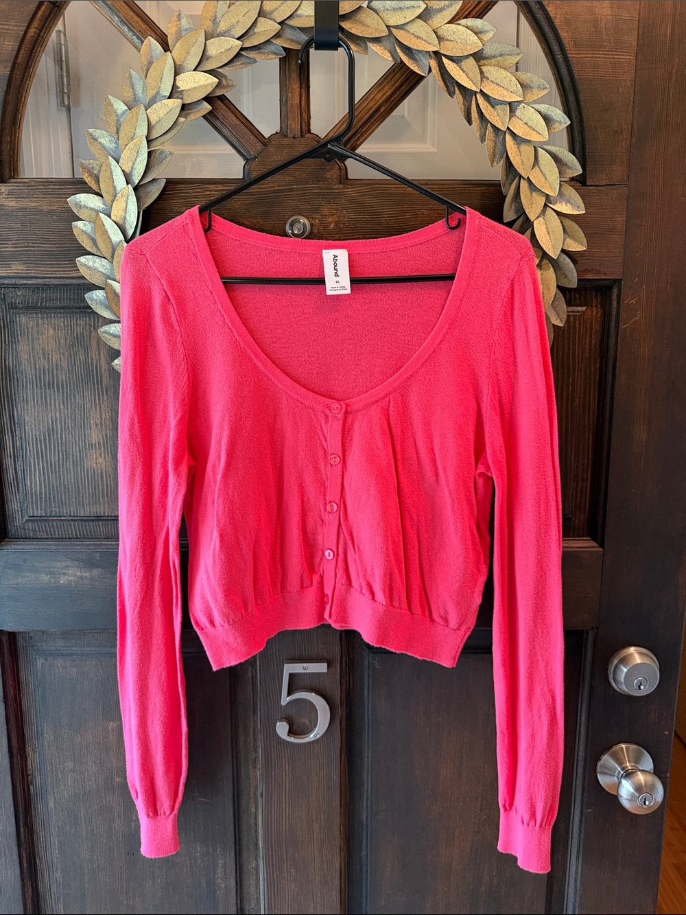 Abound Hot Pink Cropped Button-Front Cardigan